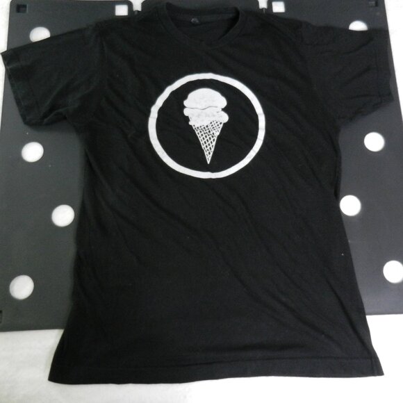 Ice Cream Cone Graphic T-Shirt Adult Size Small Black White Big Logo CRewneck - Picture 1 of 9
